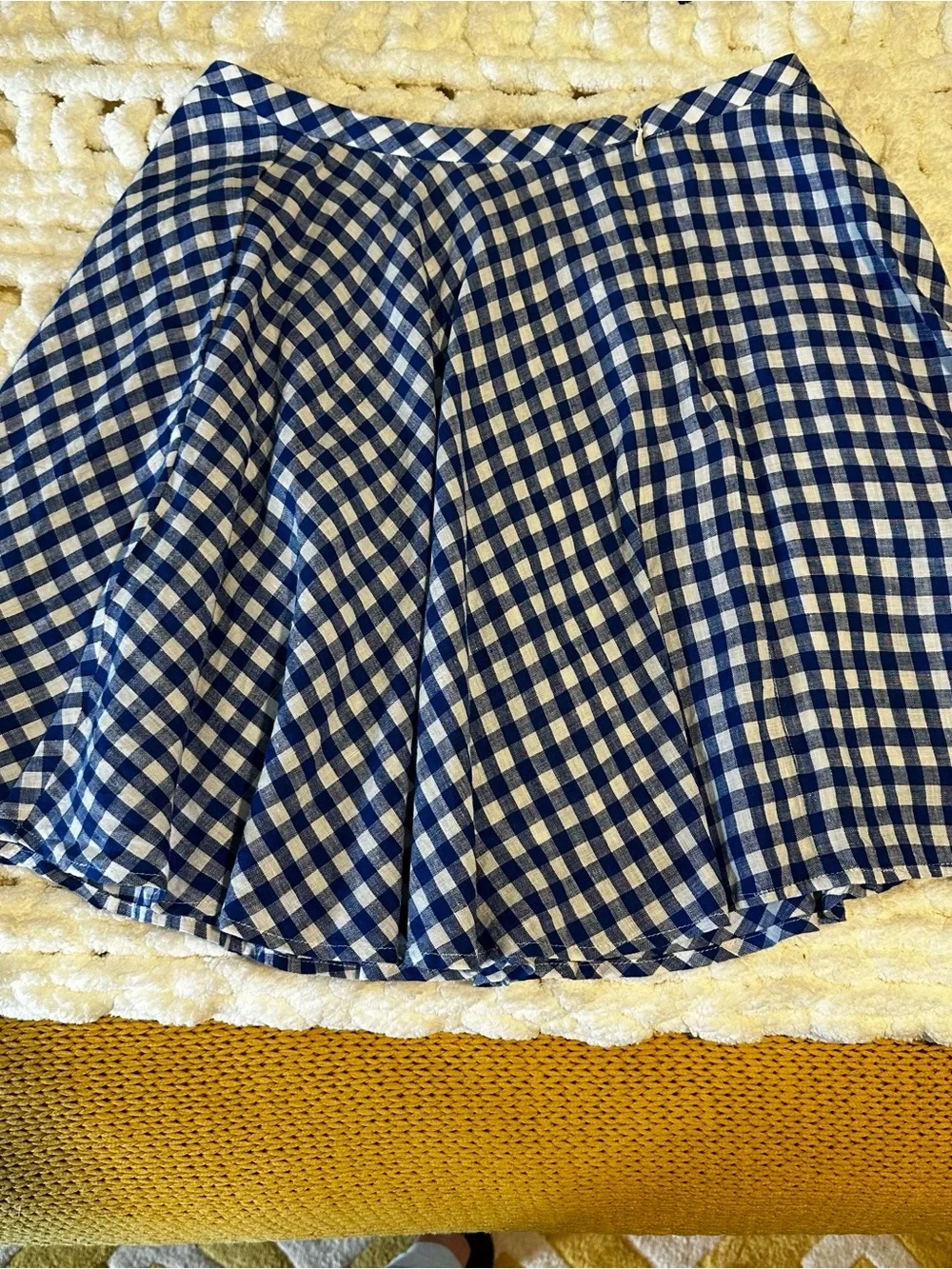 J. Crew Blue & White Gingham Skater Skirt - Picture 7 of 8